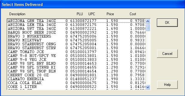 Stock Delivery From List
