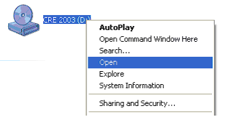 right clicking the cd-rom drive