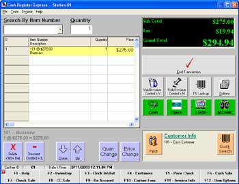Photo of the main


 invoice screen of Cash Register Express, this is where most transactions occur