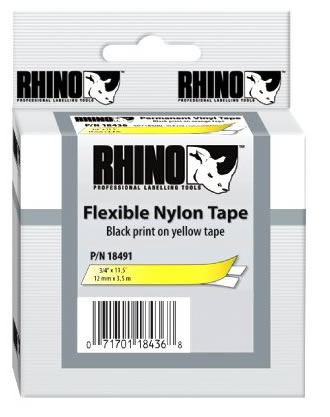 Dymo Rhino 18491 Flexible Yellow Nylon Tape