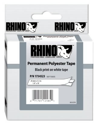 Dymo Rhino 1734523 White Permanent Polyester Tape